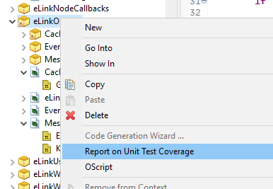 the 'Report on Unit Test Coverage' menu option