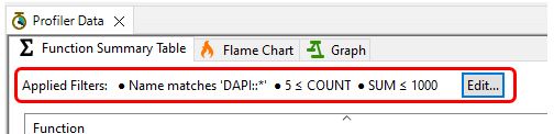 Profiler applied filters